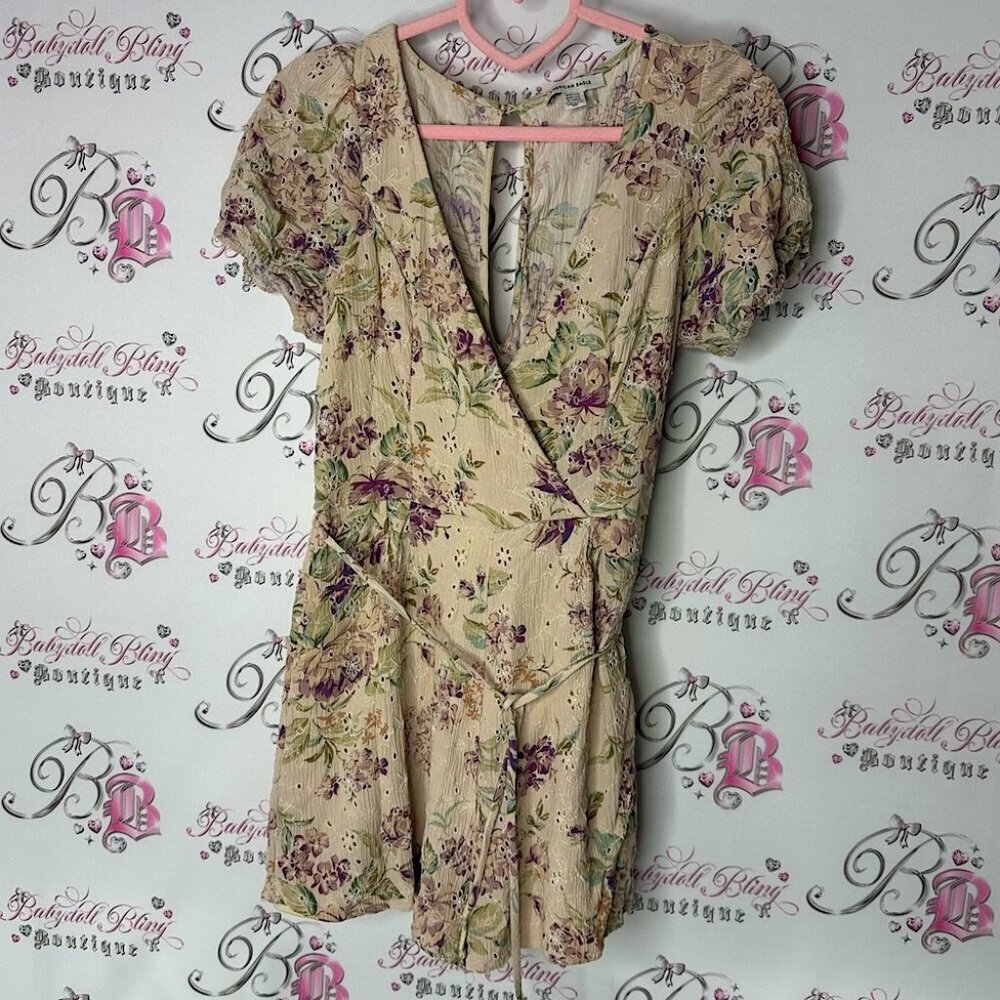 American eagle outfitters romper dress style flowers Floral Wrap Dress